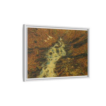Serene Abstract Nature Canvas Art, Framed Wall Decor, Rustic Home Accent, Earthy Tone Artwork, Tranquil River Scene - TRV