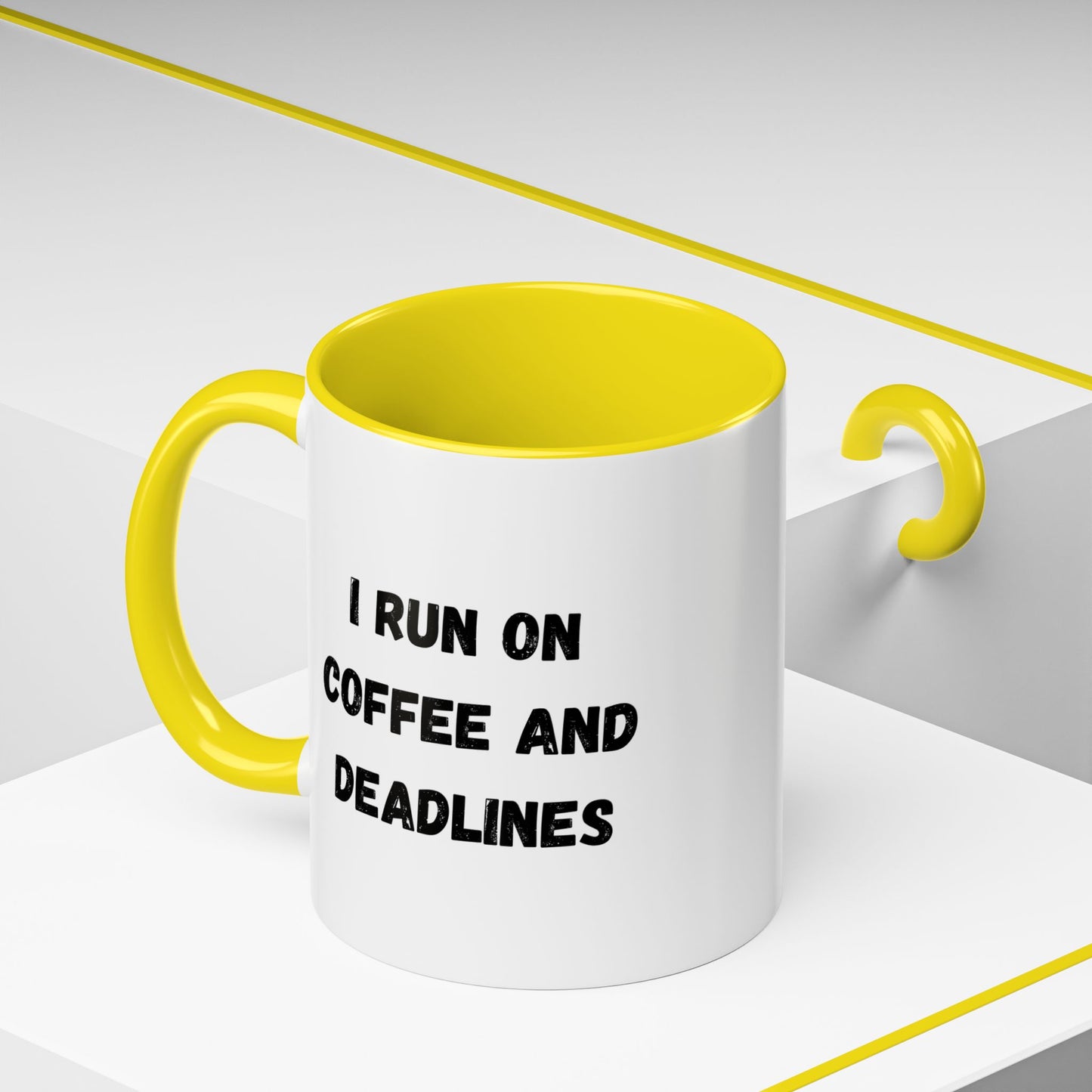 I Run on Coffee and Deadlines Mug, Motivational Coffee Cup, Office Mug, Gift for Writers, Caffeine Lover's Mug, Funny Coffee Cup