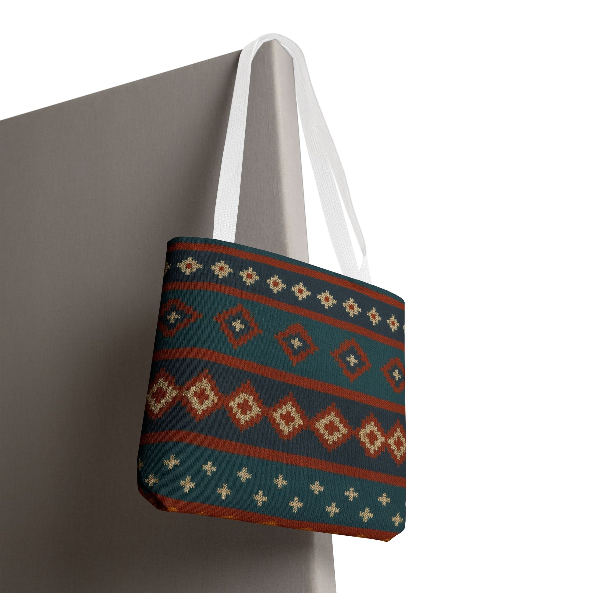 Southwestern Diamond Pattern Tote Bag | Aztec Tribal Geometric Print - TRV