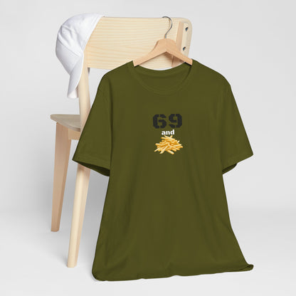 Funny 69 And French Fries Graphic Tee, Casual Humor Shirt, Cute Gift, Stylish Graphic Top, Unisex Quirky T-Shirt, Everyday Wear