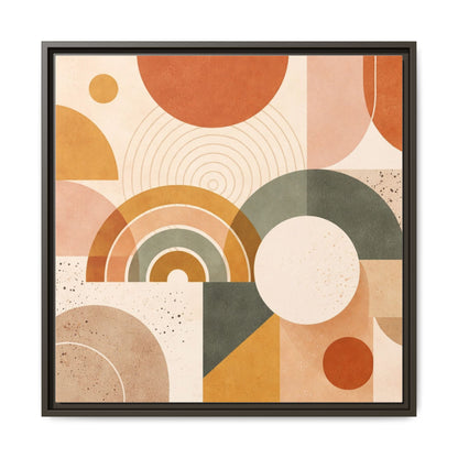 Abstract Terracotta Geometric Rainbow Matte Canvas Framed