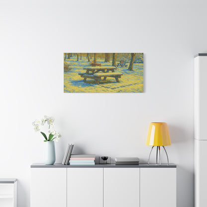 Winter Picnic Canvas Art Print, Cozy Home Decor, Seasonal Wall Art, Nature-Inspired Artwork, Perfect for Holidays - TRV