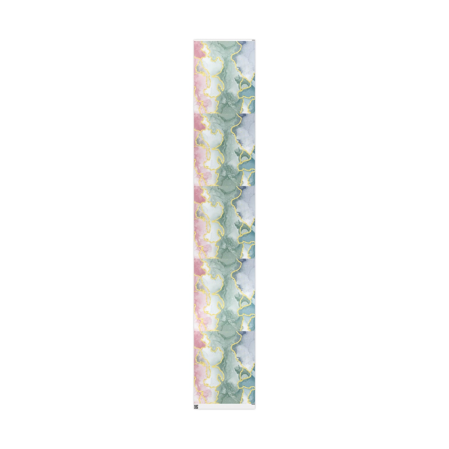 Marble Swirl Wrapping Paper Roll — Pink, Green & Gold Abstract Gift Wrap