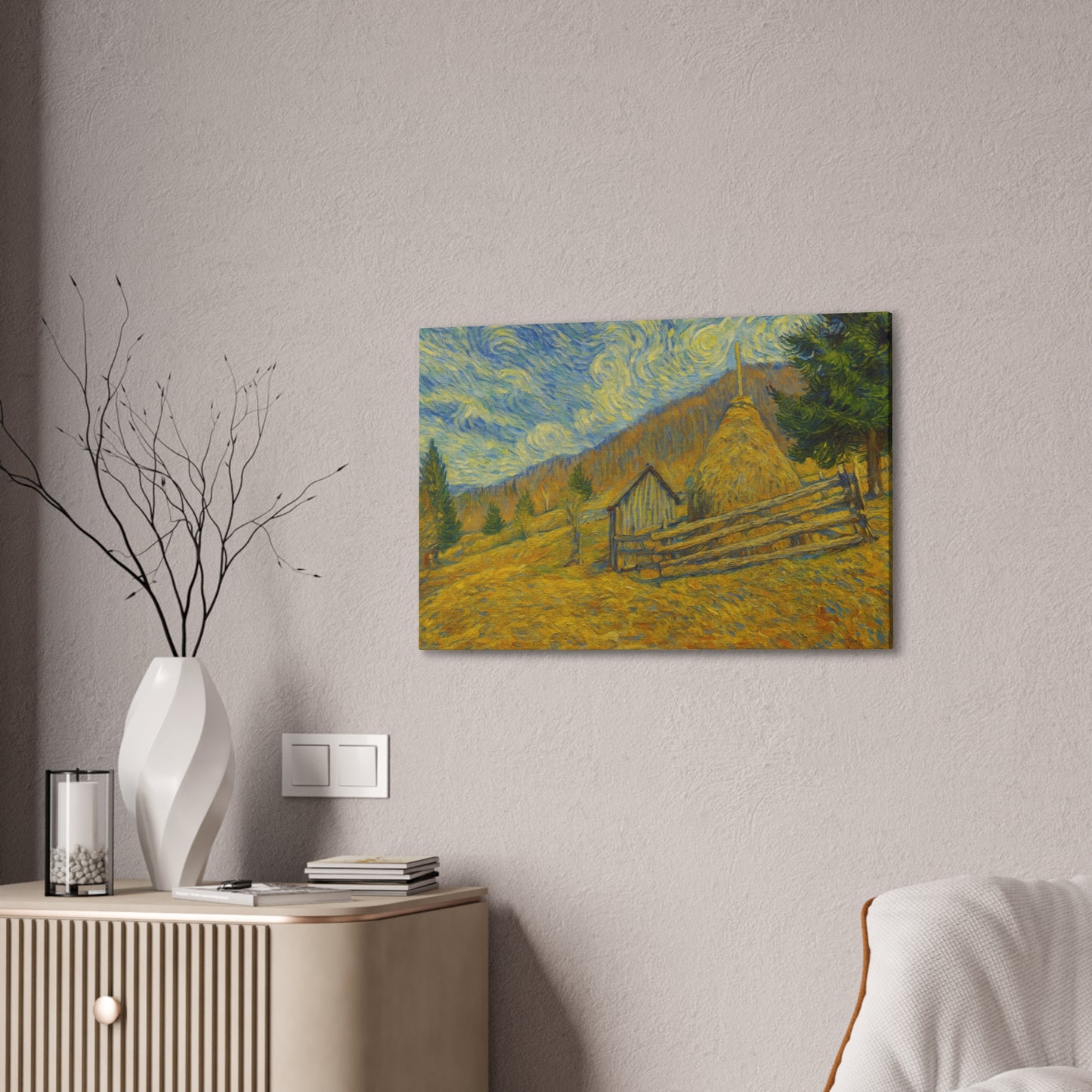 Vincent Van Gogh Inspired Canvas Print, Rustic Home Decor, Wall Art, Gift for Art Lovers, Country Landscape, Unique Art Piece - TRV