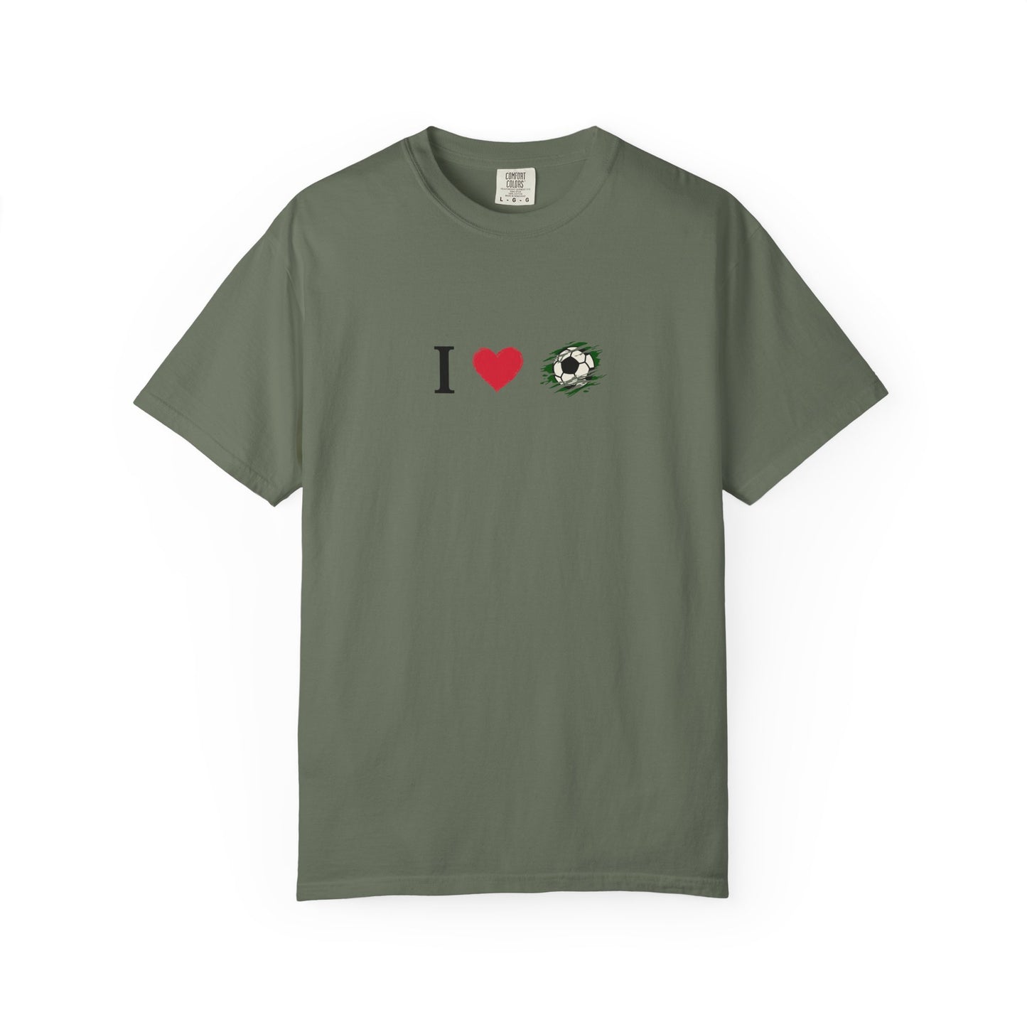 I Love Football (Soccer) Unisex Garment-Dyed T-shirt, Casual Tee, Everyday Wear, Gift for Him/Her, Stylish Apparel - TRV