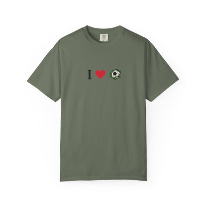 I Love Football (Soccer) Unisex Garment-Dyed T-shirt, Casual Tee, Everyday Wear, Gift for Him/Her, Stylish Apparel - TRV