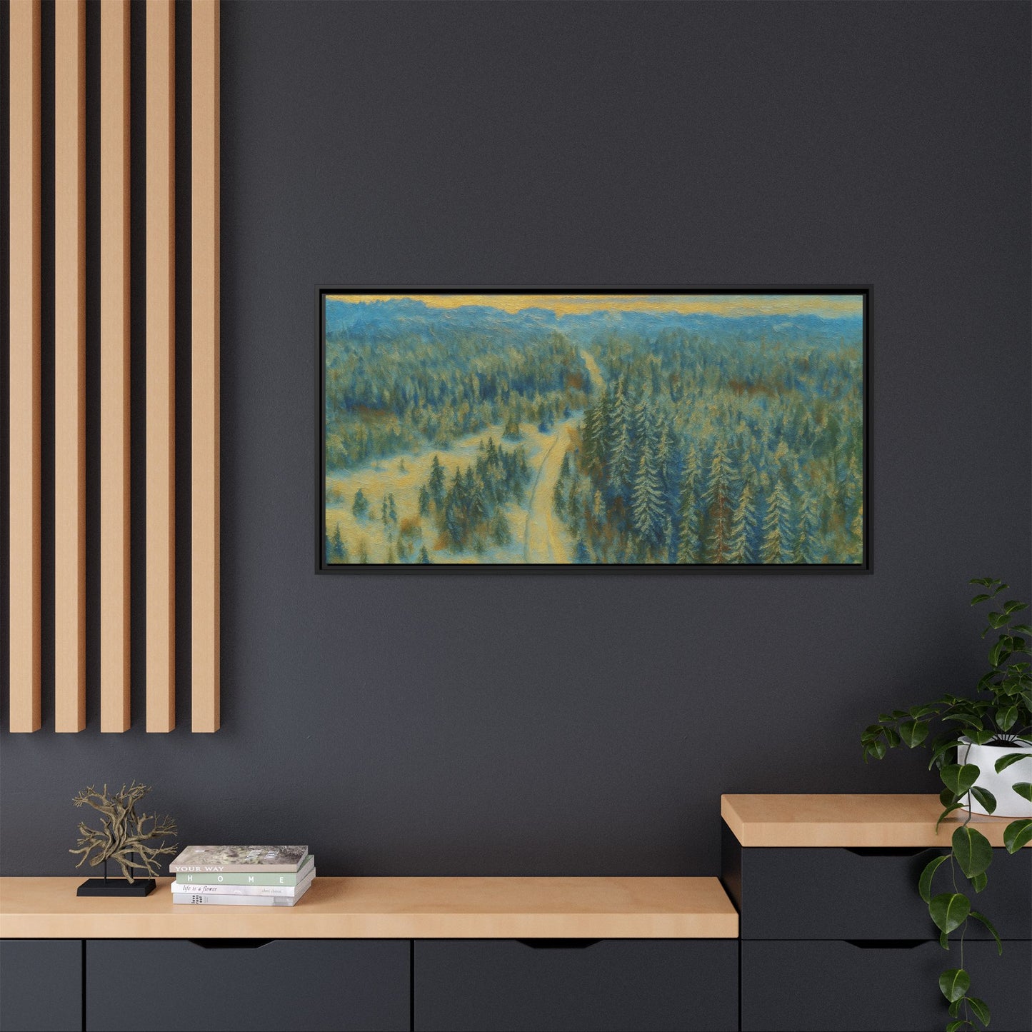 Framed Matte Canvas Art Print, Tranquil Forest Landscape, Home Decor for Nature Lovers, Wall Art for Living Room, Gift for Art Enthusiasts - TRV