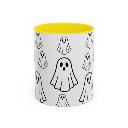 Cute Ghost Accent Coffee Mug, Halloween Mug, Spooky Drinkware, Gift for Ghost Lovers, Seasonal Decor, Unique Coffee Cup - TRV