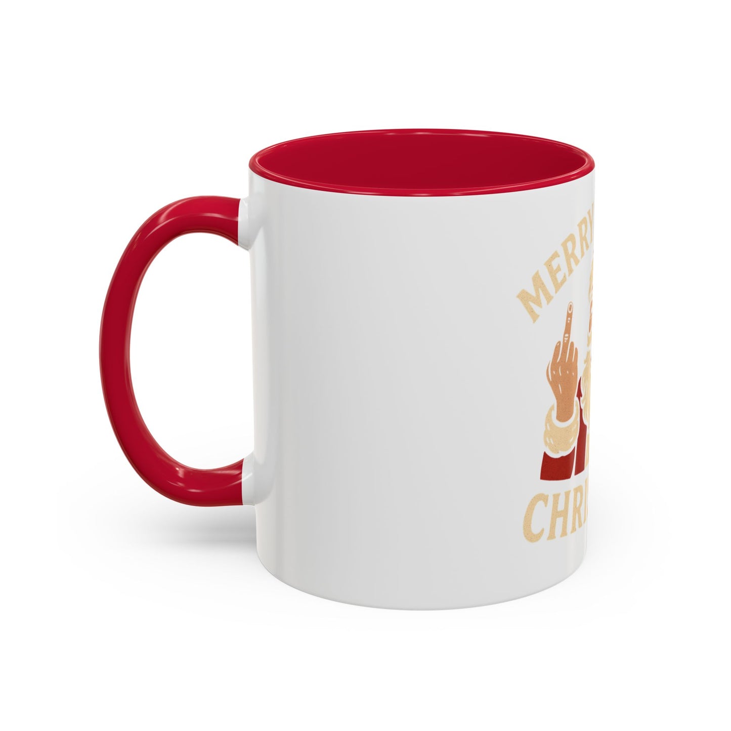 Irreverent Merry Christmas Mug — Funny Santa Middle Finger Coffee Cup (11oz & 15oz)