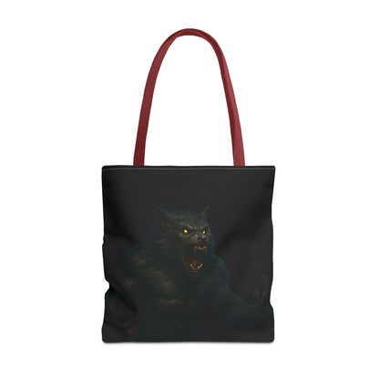 Fierce Werewolf Tote Bag, Halloween Accessories, Dark Art Tote, Animal Lover Gift, Geeky Shopping Bag - TRV
