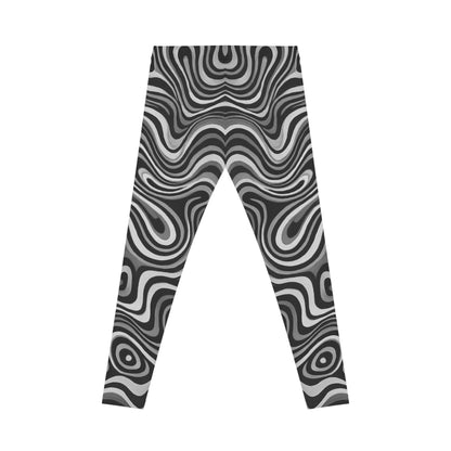Chic Psychedelic Black, White and Grey Leggings | Trendy Women's Casual Wear, Comfortable Workout Pants, Unique Trendy Apparel - TRV