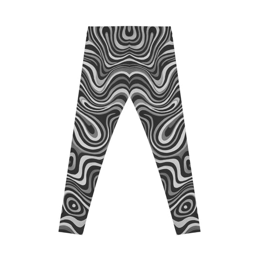 Chic Psychedelic Black, White and Grey Leggings | Trendy Women's Casual Wear, Comfortable Workout Pants, Unique Trendy Apparel - TRV