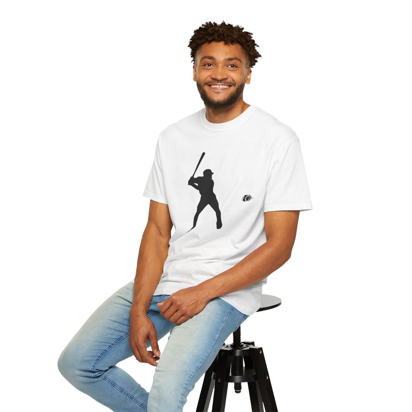 Unisex Baseball Silhouette Tee, Casual Wear, Sports Fan Apparel, Gift for Athletes, Summer Outing Outfit, Soft Cotton Shirt