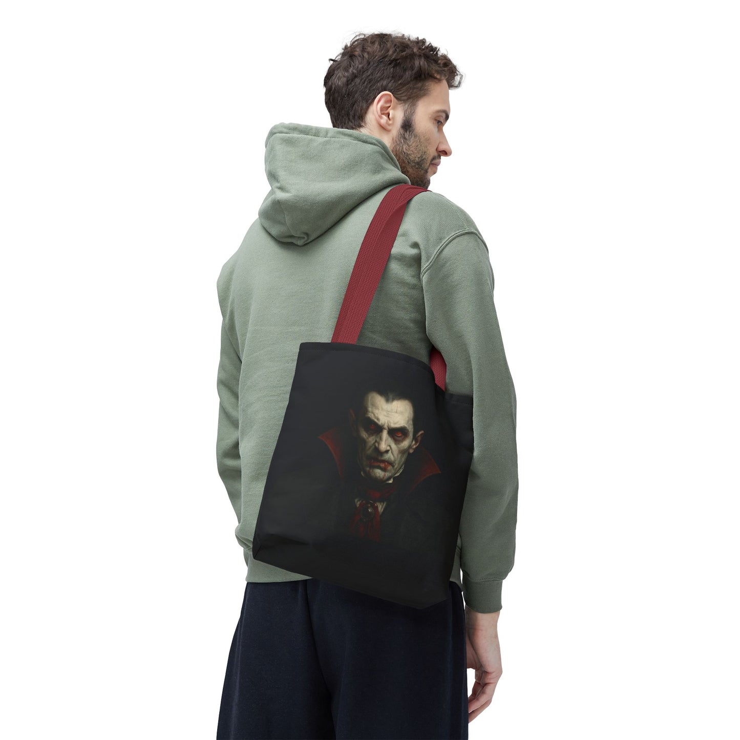 Vampire Haunted Tote Bag, Spooky Shopping Bag, Halloween Accessory, Gothic Style Handbag, Perfect for Halloween Parties, Unisex Tote - TRV