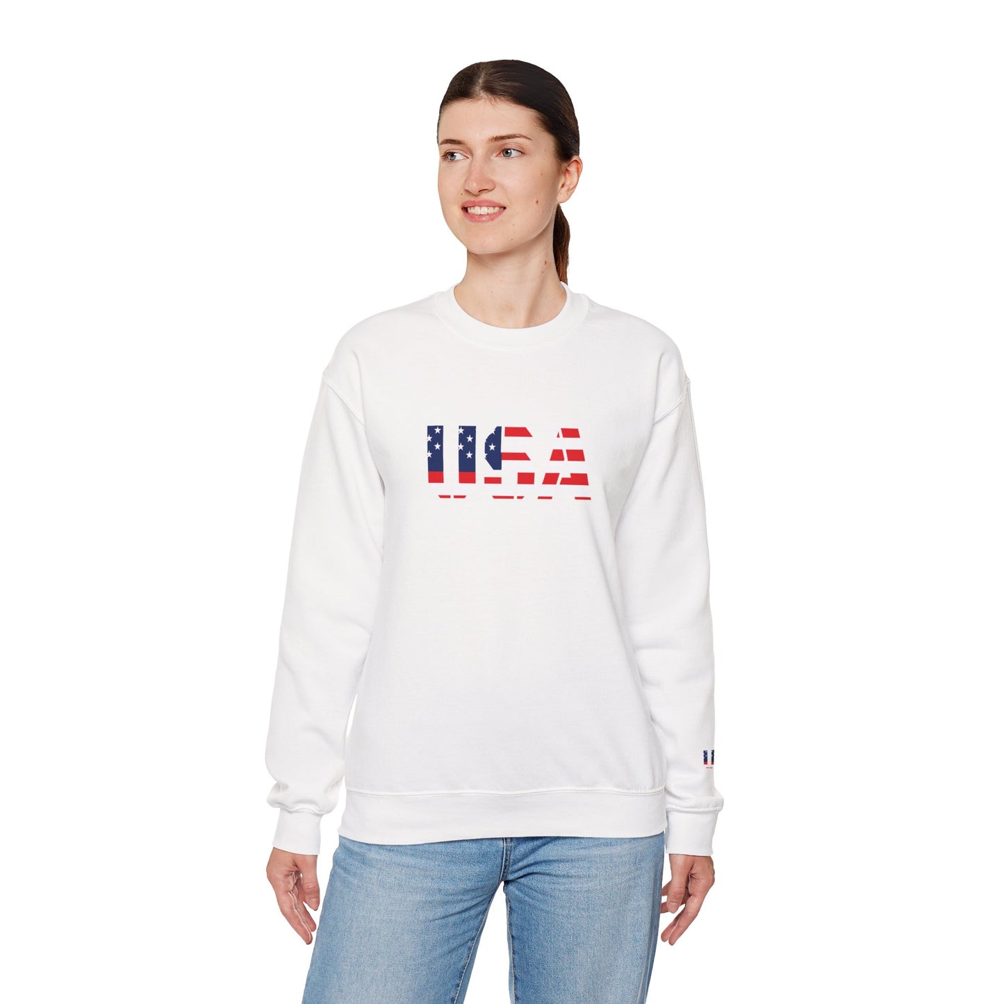USA Flag Unisex Crewneck Sweatshirt, Cozy Apparel, Casual Wear, Independence Day Gift, Americana Style