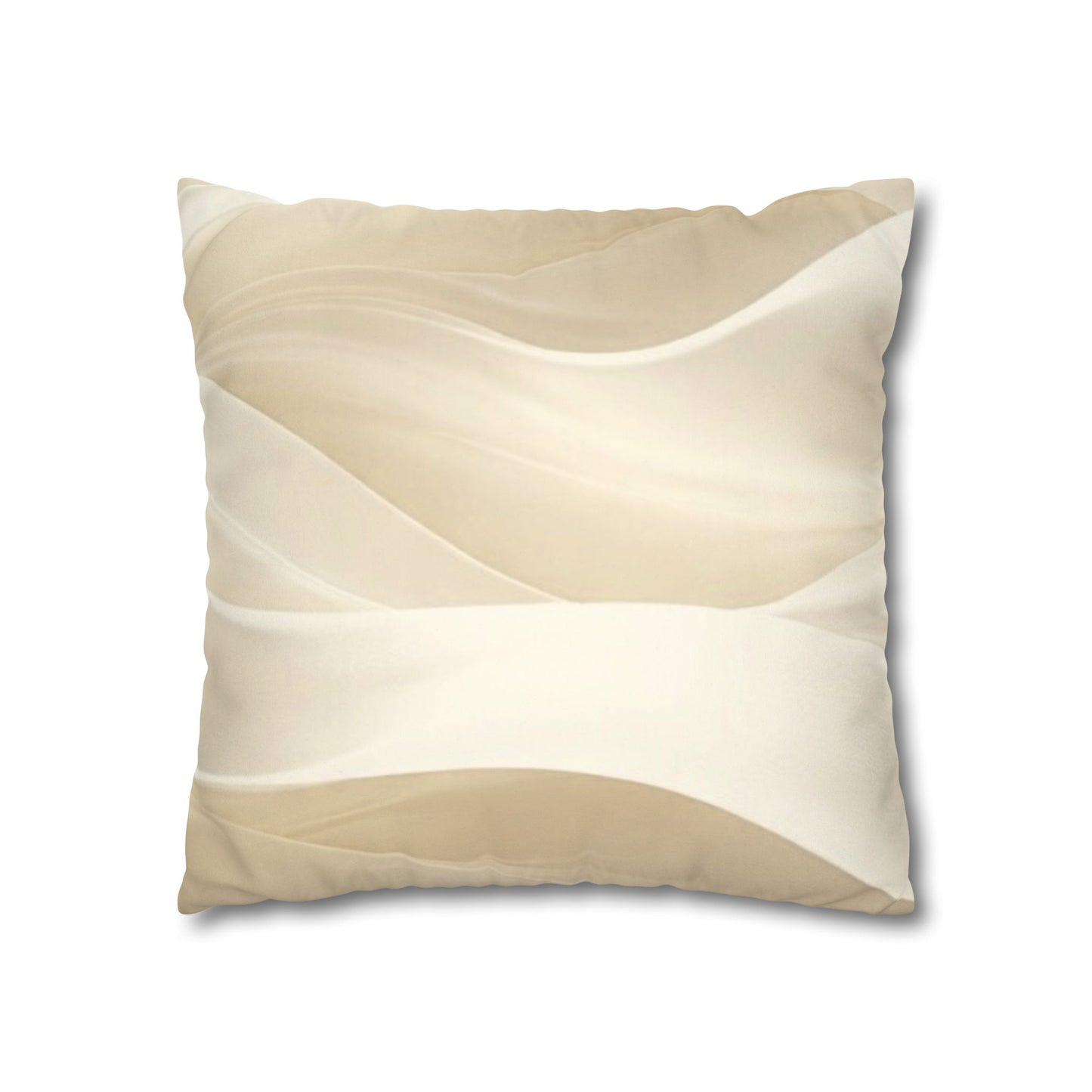 Beige Abstract Wave Pillowcase | Faux Suede Square Pillow Cover