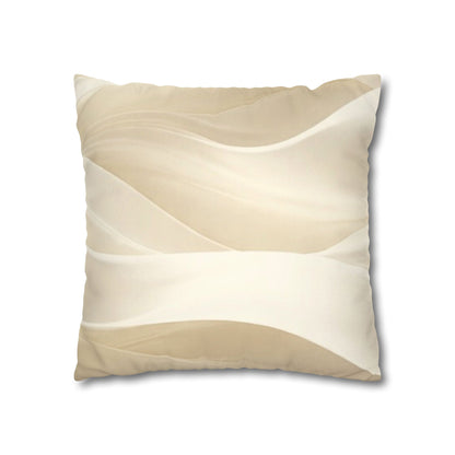 Beige Abstract Wave Pillowcase | Faux Suede Square Pillow Cover