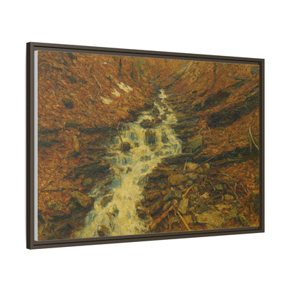 Serene Abstract Nature Canvas Art, Framed Wall Decor, Rustic Home Accent, Earthy Tone Artwork, Tranquil River Scene - TRV