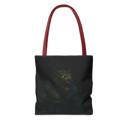 Fierce Werewolf Tote Bag, Halloween Accessories, Dark Art Tote, Animal Lover Gift, Geeky Shopping Bag - TRV