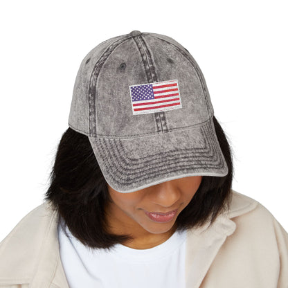 Embroidered Vintage Cap with USA Flag Design - TRV