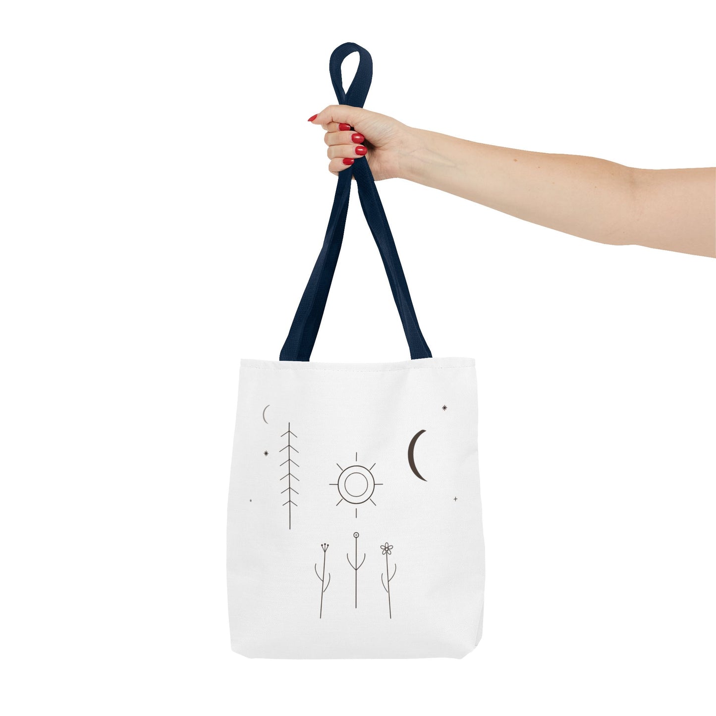 Minimal Moon and Sun Botanical Tote | Celestial Line Art Bag