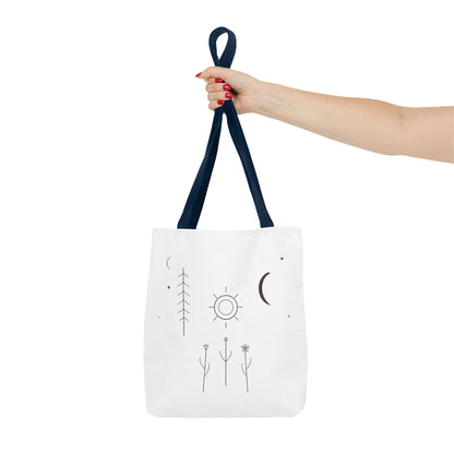 Minimal Moon and Sun Botanical Tote | Celestial Line Art Bag