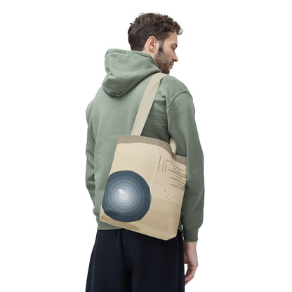 Abstract Neutral Waves Tote Bag | Geometric Circle Pattern