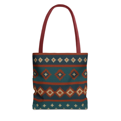 Southwestern Diamond Pattern Tote Bag | Aztec Tribal Geometric Print - TRV