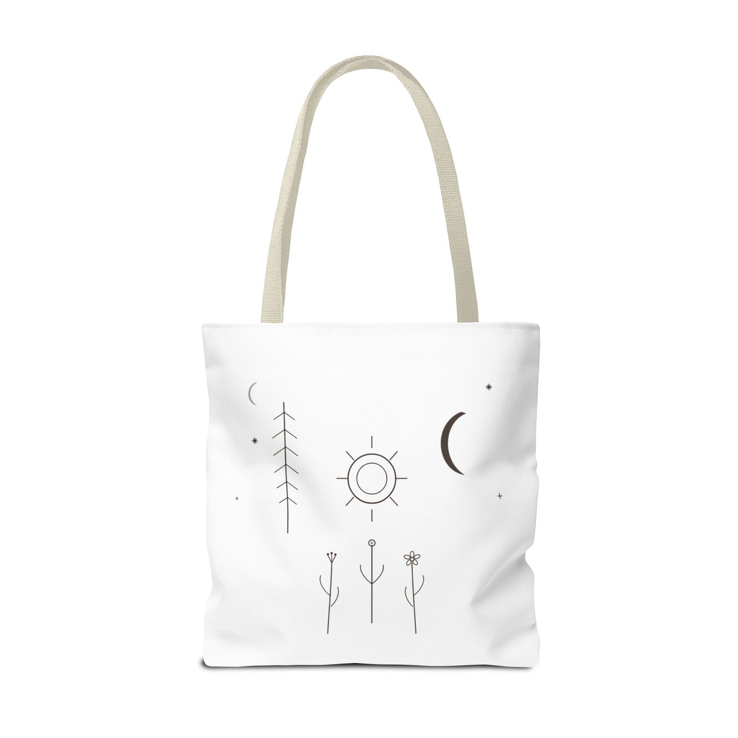 Minimal Moon and Sun Botanical Tote | Celestial Line Art Bag