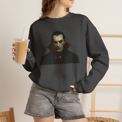 Gothic Horror Sweatshirt, Cozy Vampire Sweatshirt, Spooky Apparel, Halloween Costume Top, Unisex Halloween Sweatshirt