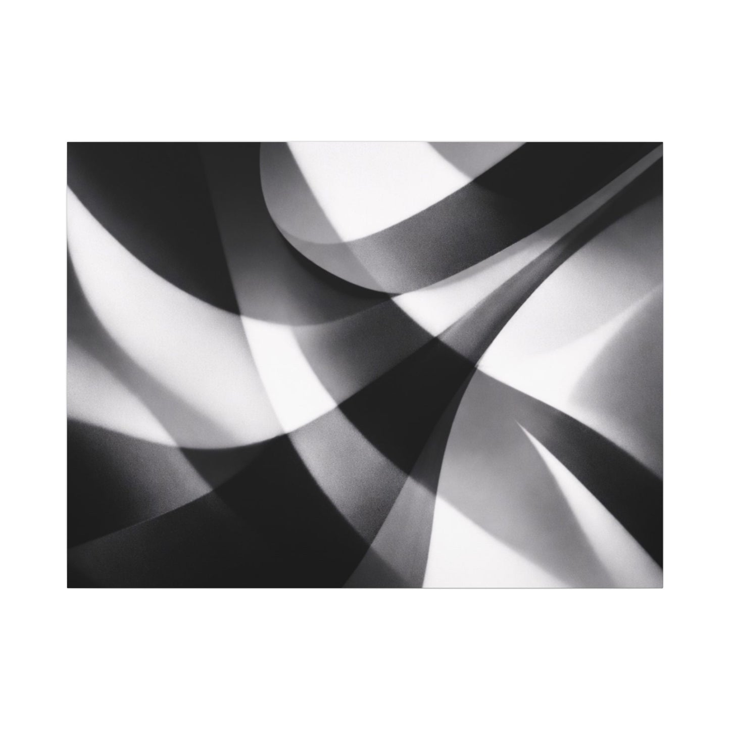 Abstract black and white swirl matte canvas print by Printify showcasing bold, swirling design on high-quality canvas artwork.