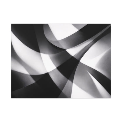 Abstract black and white swirl matte canvas print by Printify showcasing bold, swirling design on high-quality canvas artwork.