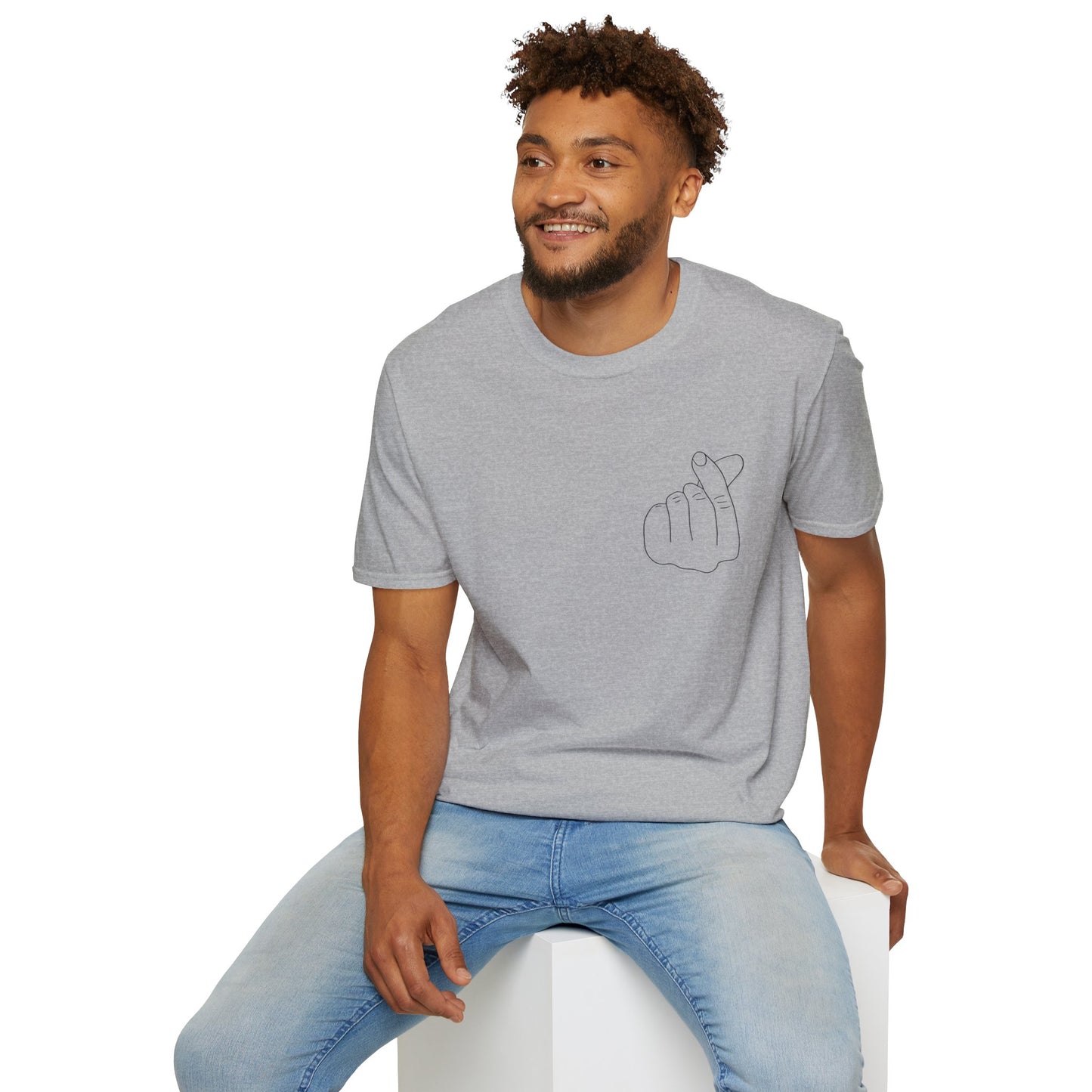 Trendy Unisex Softstyle T-Shirt with Love Hand Gesture Design
