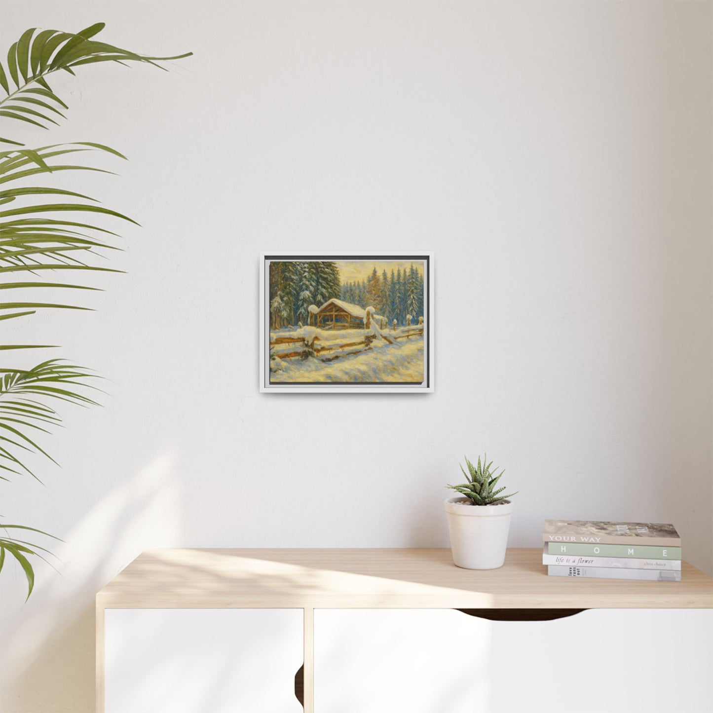 Winter Landscape Framed Canvas Art | Cozy Home Decor | Wall Art for Living Room, Bedroom, Holiday Gift, Rustic Vibes, Art Print - TRV