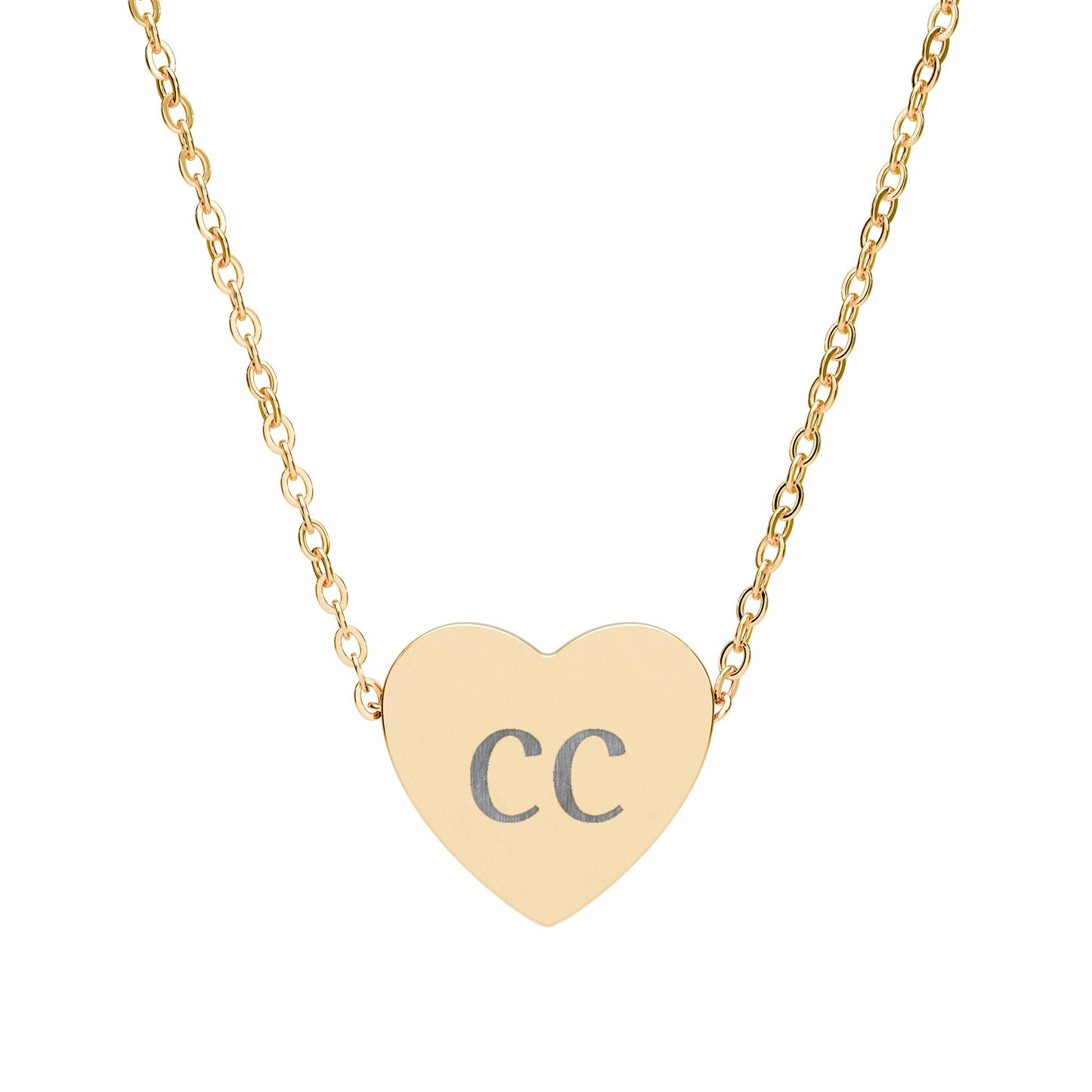 Engraved Heart Necklace — Personalized Initials Pendant - TRV