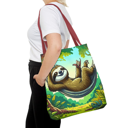 Relaxed Sloth Tote Bag, Cute Eco-Friendly Bag, Gift for Animal Lovers, Beach Bag, Reusable Shopping Tote - TRV