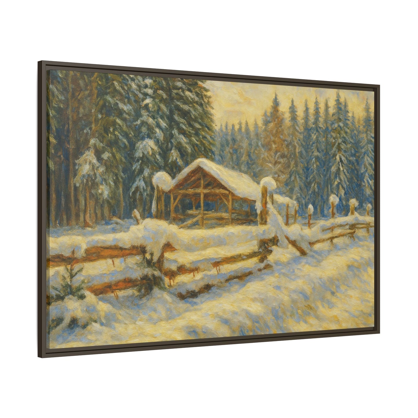 Winter Landscape Framed Canvas Art | Cozy Home Decor | Wall Art for Living Room, Bedroom, Holiday Gift, Rustic Vibes, Art Print - TRV