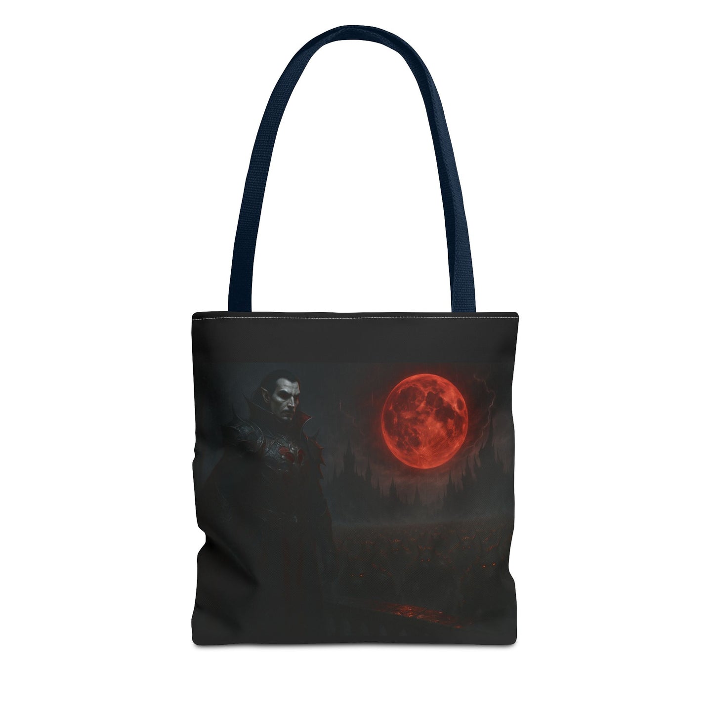 Gothic Tote Bag: Dark Moonlit Night Scene With Dracula, Vampire Art, Halloween Accessory, Gothic Gift, Boho Style - TRV