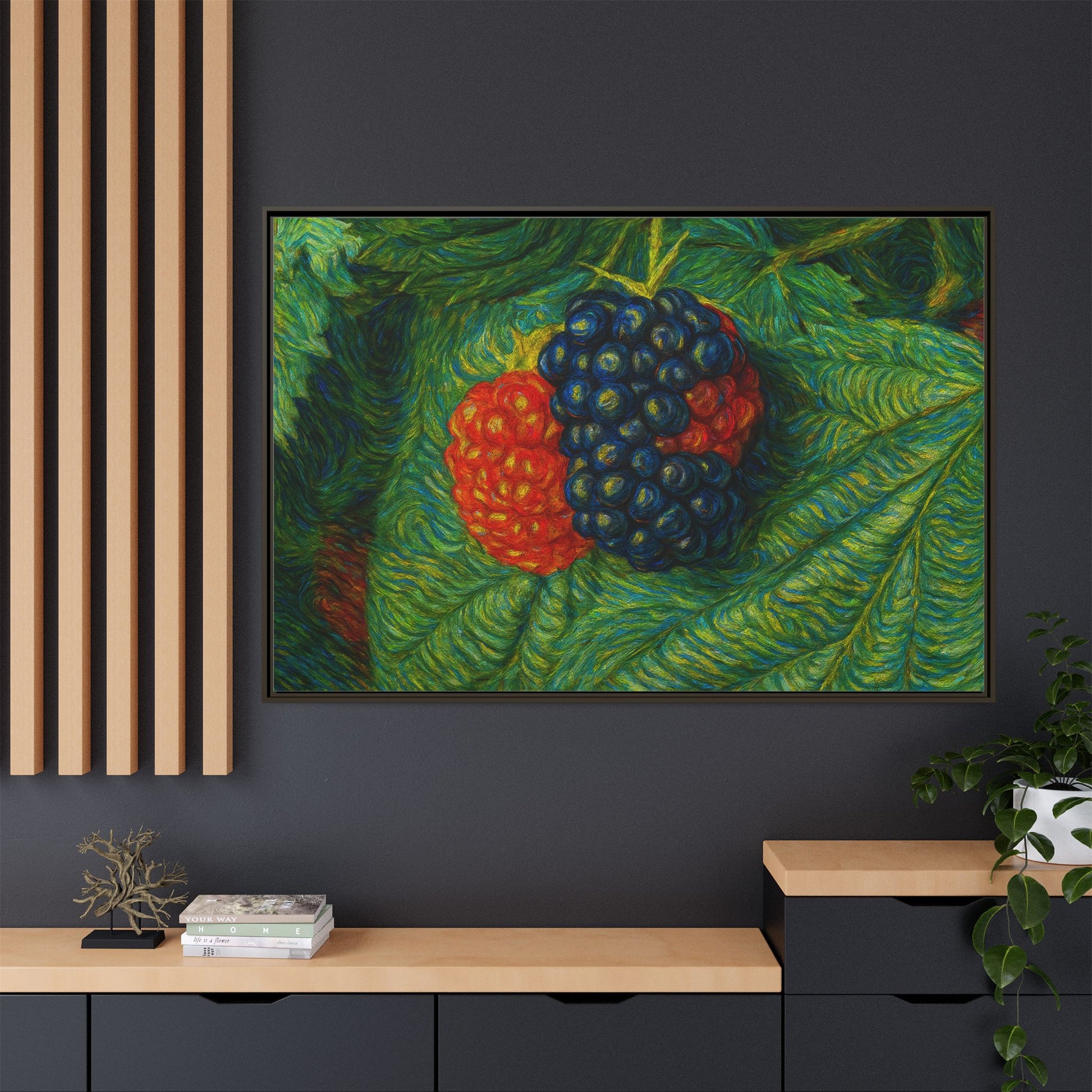 Van Gogh Style Blackberry Canvas Art, Framed Wall Decor, Botanical Print, Summer Home Decor, Gift for Garden Lovers - TRV