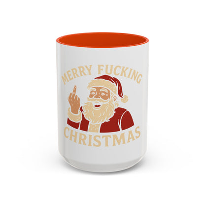 Irreverent Merry Christmas Mug — Funny Santa Middle Finger Coffee Cup (11oz & 15oz)