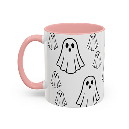 Cute Ghost Accent Coffee Mug, Halloween Mug, Spooky Drinkware, Gift for Ghost Lovers, Seasonal Decor, Unique Coffee Cup - TRV