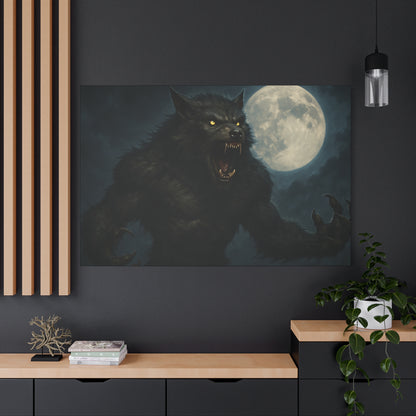 Werewolf Moon Canvas Art | Dark Fantasy Decor for Halloween, Gothic Home, Werewolf Lover Gift, Unique Wall Art, Spooky Decor - TRV