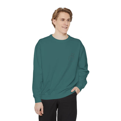 Minimalist Peace Hand Sweatshirt — Small Chest Line Art Crewneck
