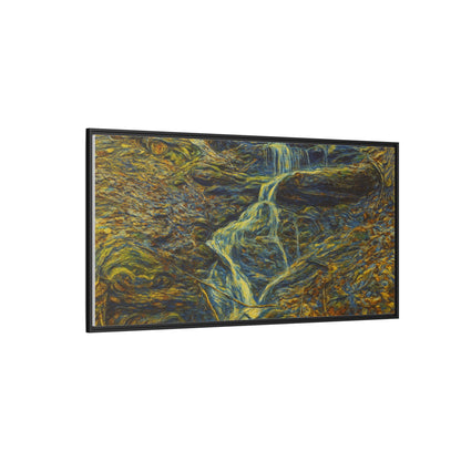 Van Gogh Style Framed Matte Canvas Art Print - Nature-Inspired Wall Decor, Abstract Waterfall Artwork, Home Office Decoration - TRV