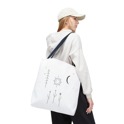 Minimal Moon and Sun Botanical Tote | Celestial Line Art Bag
