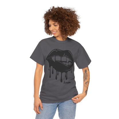 Edgy Graphic Tee - Dripping Lips Design - Unisex Heavy Cotton Tee