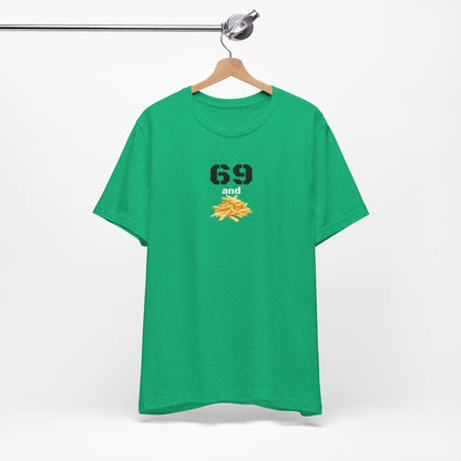 Funny 69 And French Fries Graphic Tee, Casual Humor Shirt, Cute Gift, Stylish Graphic Top, Unisex Quirky T-Shirt, Everyday Wear