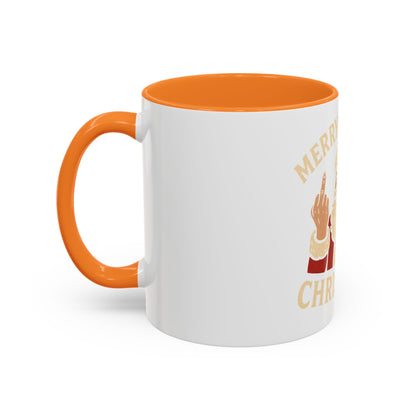 Irreverent Merry Christmas Mug — Funny Santa Middle Finger Coffee Cup (11oz & 15oz)