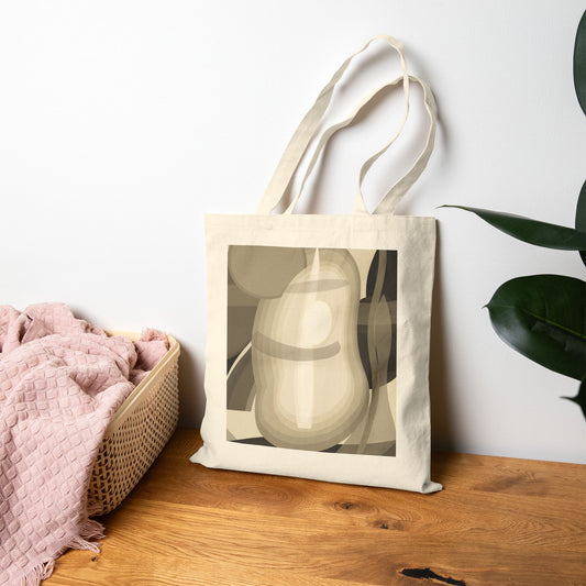 Abstract Pear Still Life tote bag by Printify featuring a neutral geometric fruit print on durable fabric.