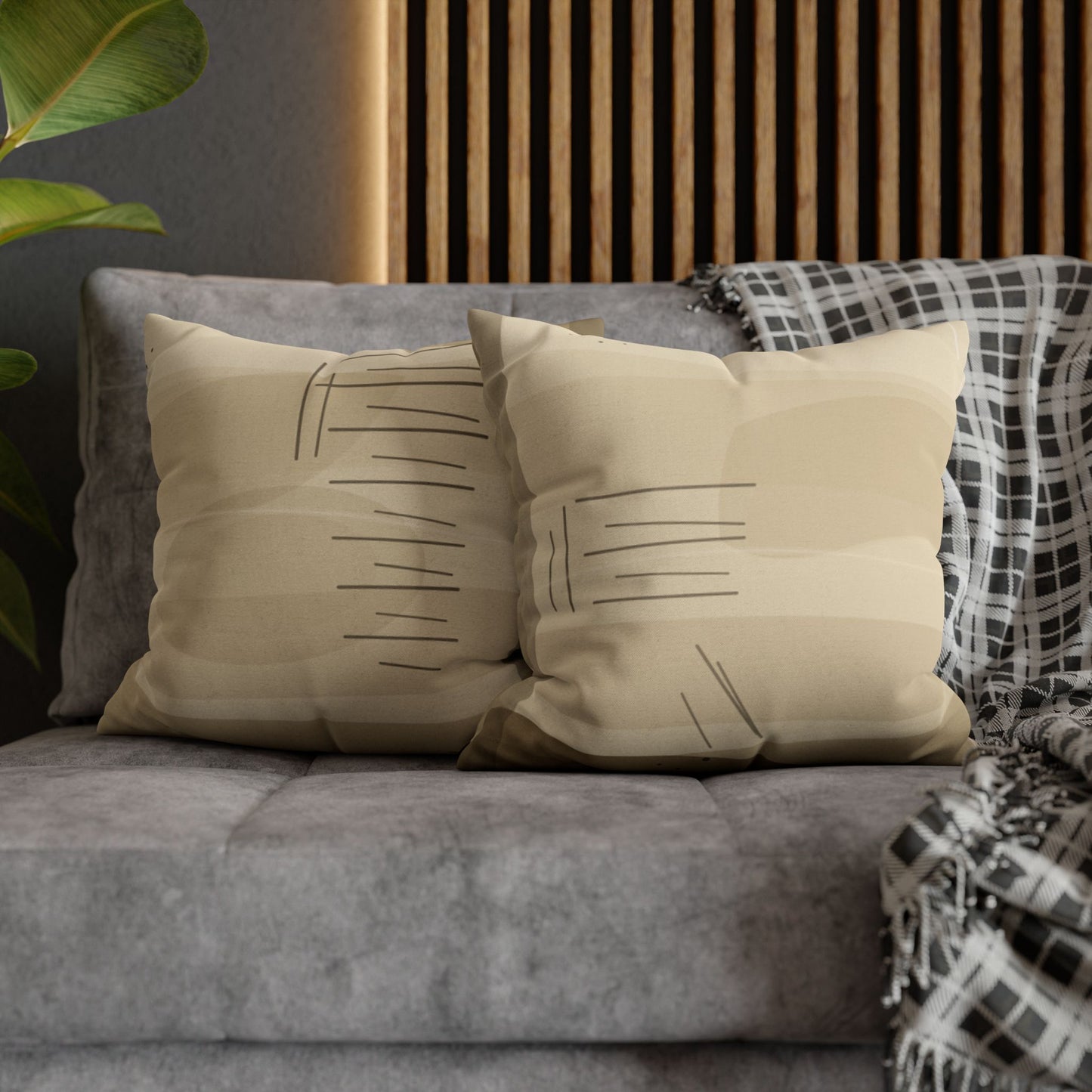 Neutral Abstract Brushstroke Pillowcase | Square Decorative Pillowcase - TRV
